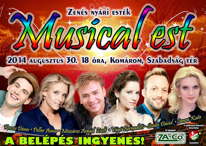 Zenés Nyári Este Komáromban musical sztárokkal! Ingyenes rendezvény!