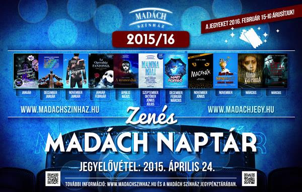 Zenés Madách Naptár 2015/2016 - Megnyitják az új évad jegyeit!